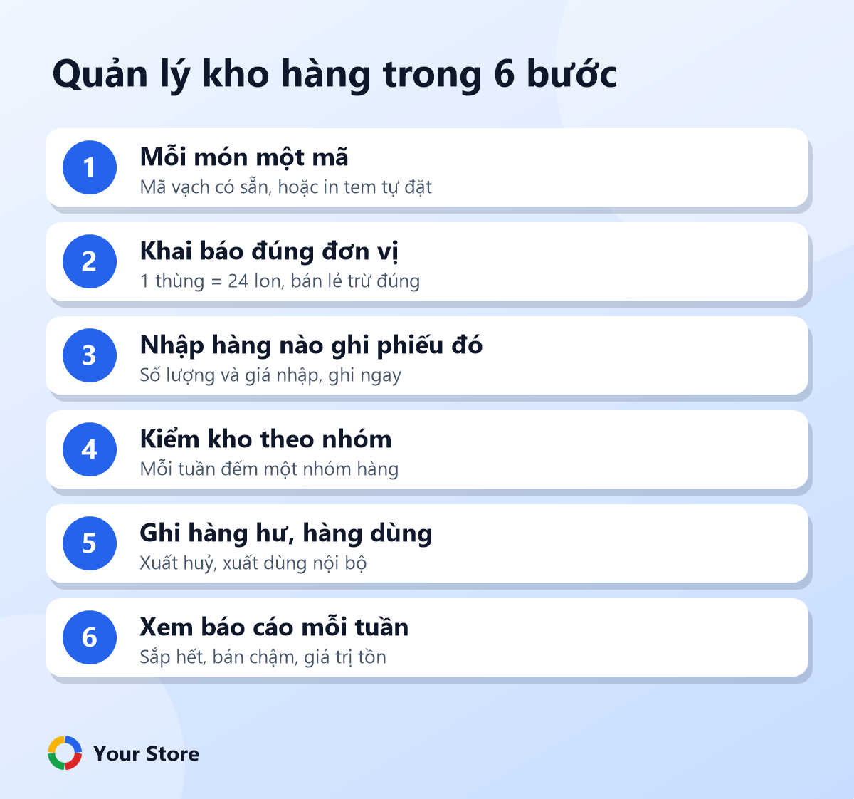6 bước quản lý kho hàng