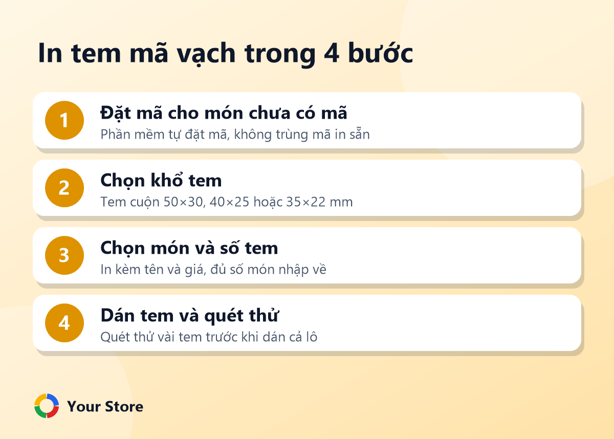 In tem mã vạch trong 4 bước